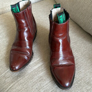 Men's burgundy western Cowboy ankle Boots 7.5 Mexican size 26 1/2 by Indomables